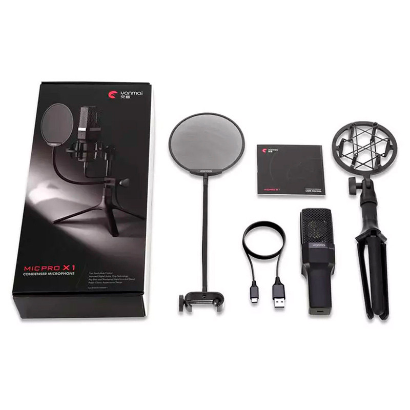 میکروفون کندانسور و پایه لرزشگیر Yanmai Micpro X1 + پاپ فیلتر