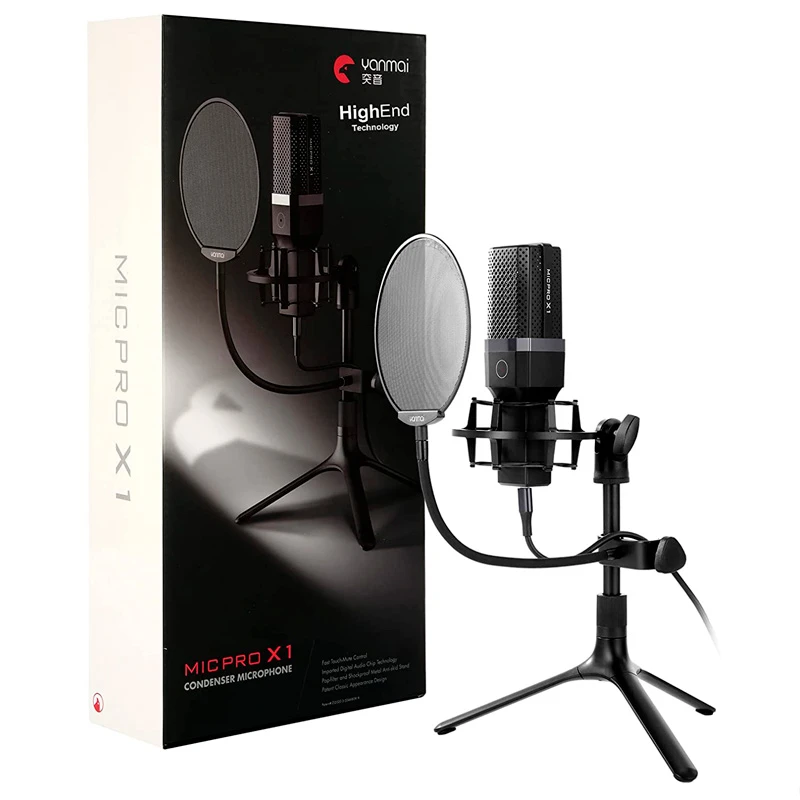 میکروفون کندانسور و پایه لرزشگیر Yanmai Micpro X1 + پاپ فیلتر