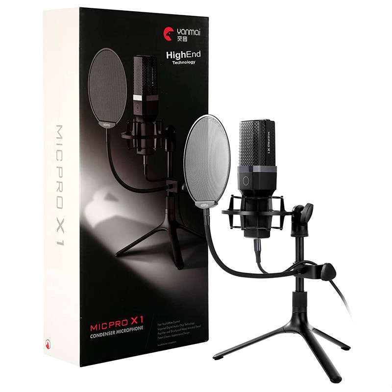 میکروفون کندانسور و پایه لرزشگیر Yanmai Micpro X1 + پاپ فیلتر