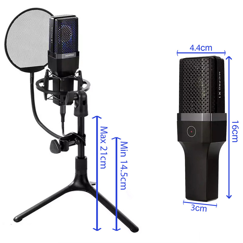 میکروفون کندانسور و پایه لرزشگیر Yanmai Micpro X1 + پاپ فیلتر