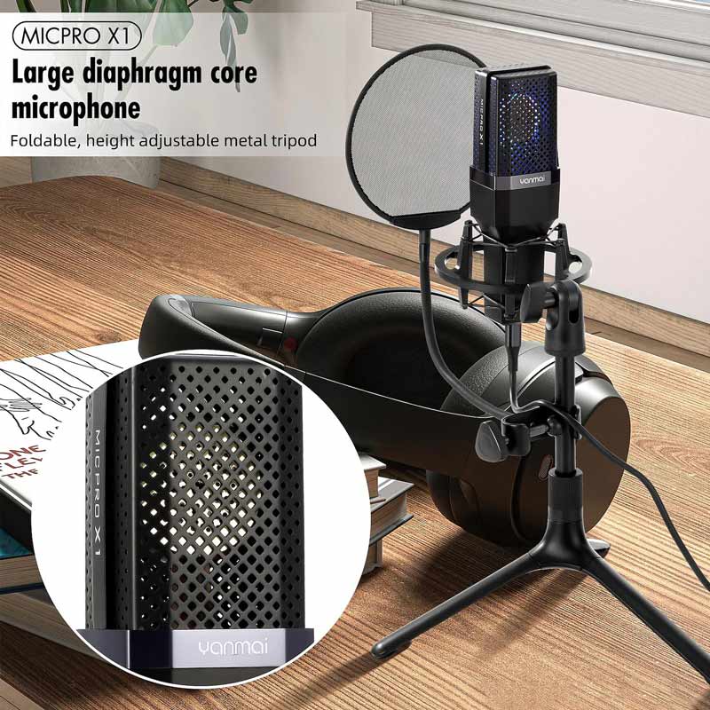 میکروفون کندانسور و پایه لرزشگیر Yanmai Micpro X1 + پاپ فیلتر