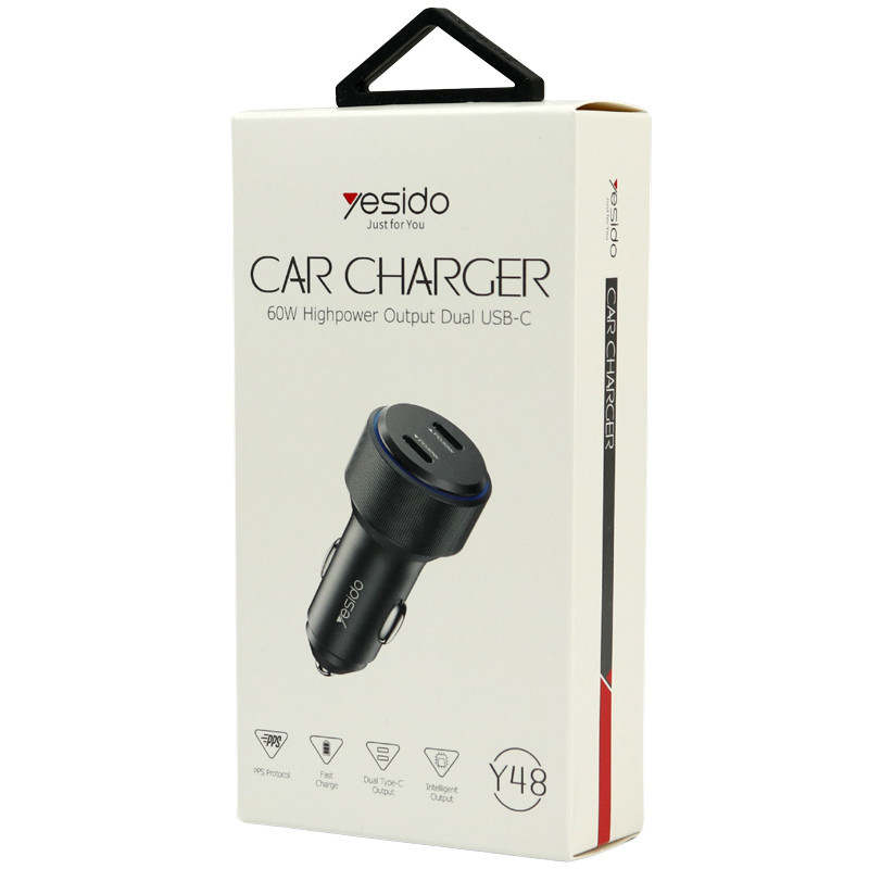 شارژر فندکی فست شارژ Yesido Y48 3A PD 60W