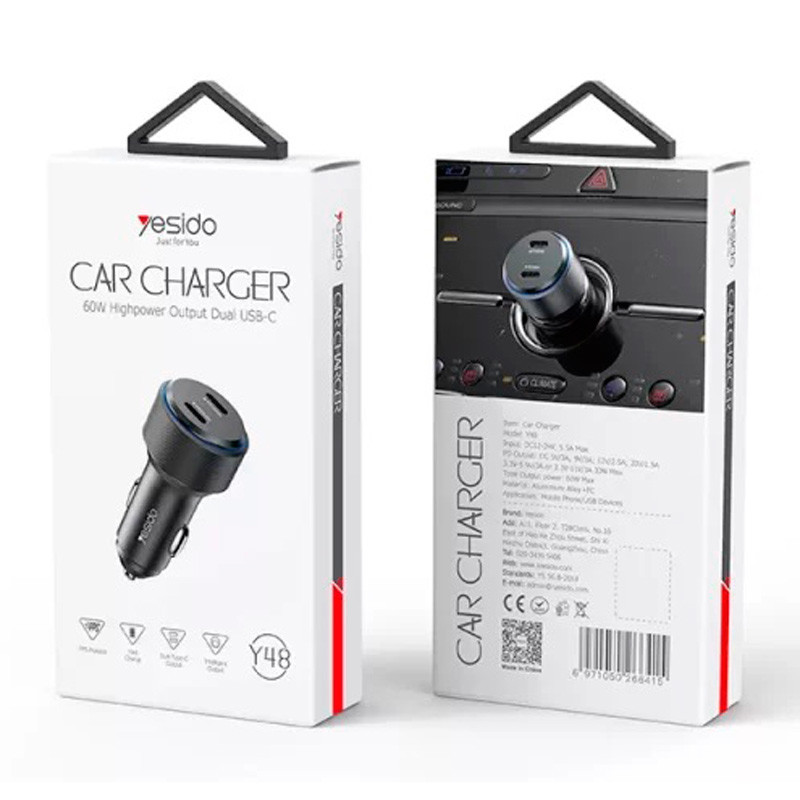 شارژر فندکی فست شارژ Yesido Y48 3A PD 60W