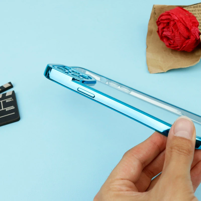 قاب ژله ای نگین دار محافظ لنزدار iPhone 12 Pro Max آبی
