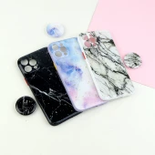 قاب ماربل طرحدار محافظ لنزدار + پاپ سوکت iPhone 12 Pro Max