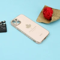 قاب براق My Case طرح برگ محافظ لنزدار iPhone 13 صورتی