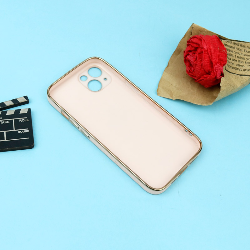 قاب براق My Case طرح برگ محافظ لنزدار iPhone 13 صورتی
