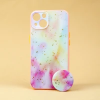 قاب ماربل طرحدار محافظ لنزدار + پاپ سوکت iPhone 13