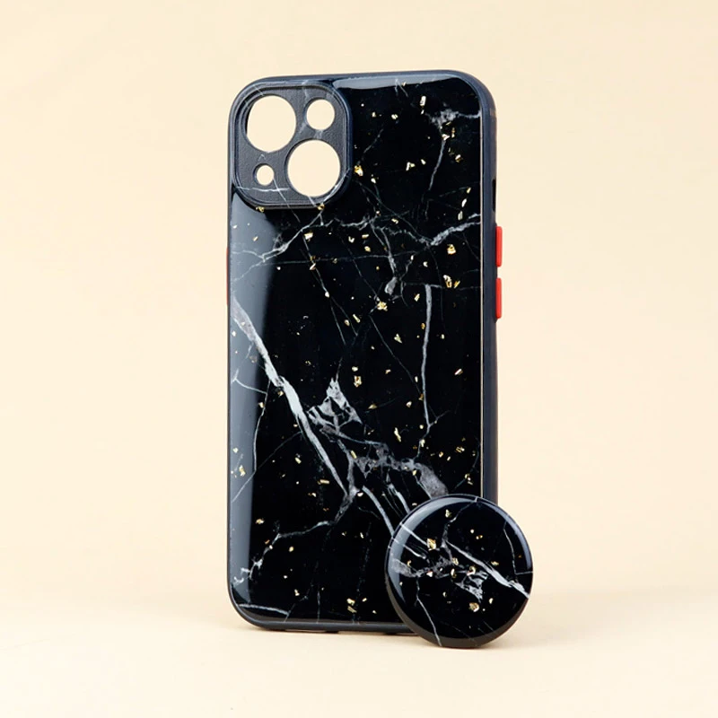 قاب ماربل طرحدار محافظ لنزدار + پاپ سوکت iPhone 13