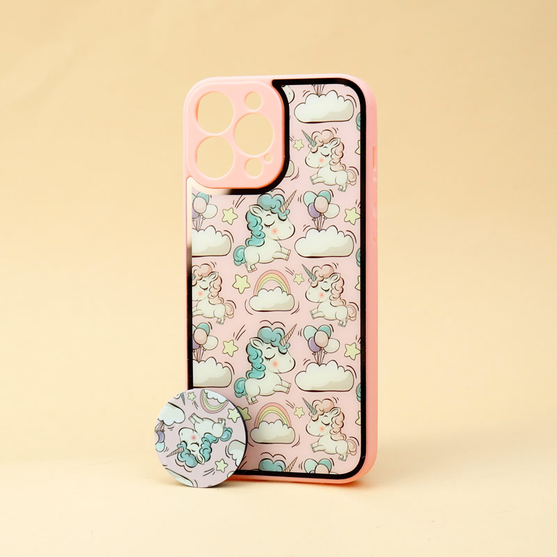 قاب محافظ لنزدار پشت گلسی طلاکوب + پاپ سوکت iPhone 13 Pro Max
