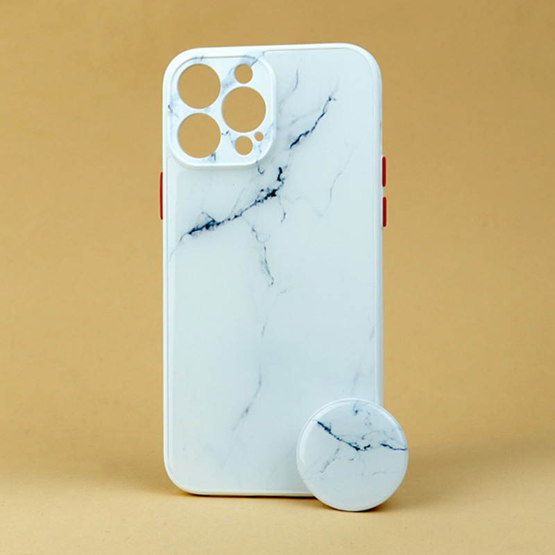 قاب ماربل طرحدار محافظ لنزدار + پاپ سوکت iPhone 13 Pro Max