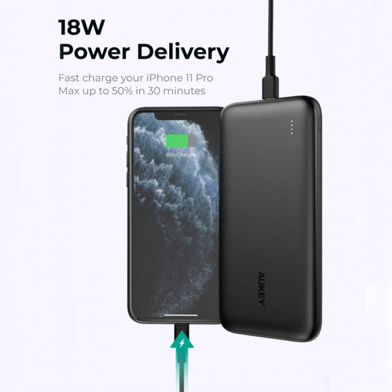 پاور بانک فست شارژ 10000 آکی Aukey PB-N73S QC3.0 PD 18W
