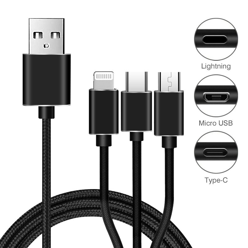 کابل 3 سر فست شارژ Camelion CDC016-BP 2.4A 1m