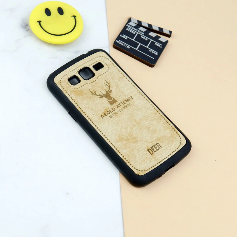 قاب چرمی سامسونگ Galaxy Grand 2 طرح گوزن محافظ لنزدار خاکی