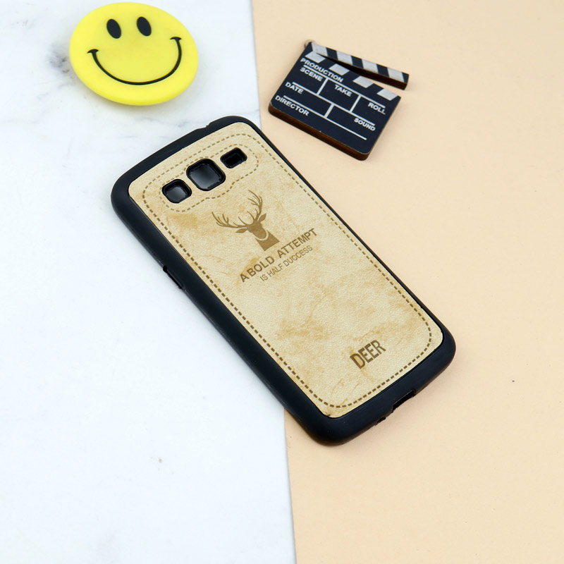 قاب چرمی محافظ لنزدار طرح گوزن Samsung Galaxy Grand 2 خاکی