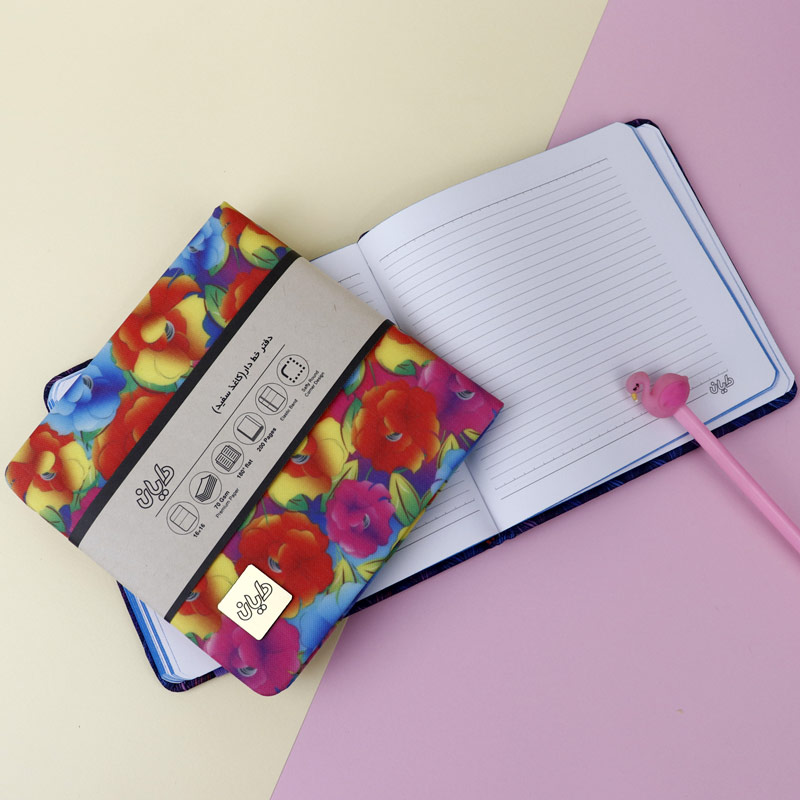 دفترچه یادداشت خشتی پارچه ای 100 برگ دایان Dayan Lotus کد 302 بغل بازشو