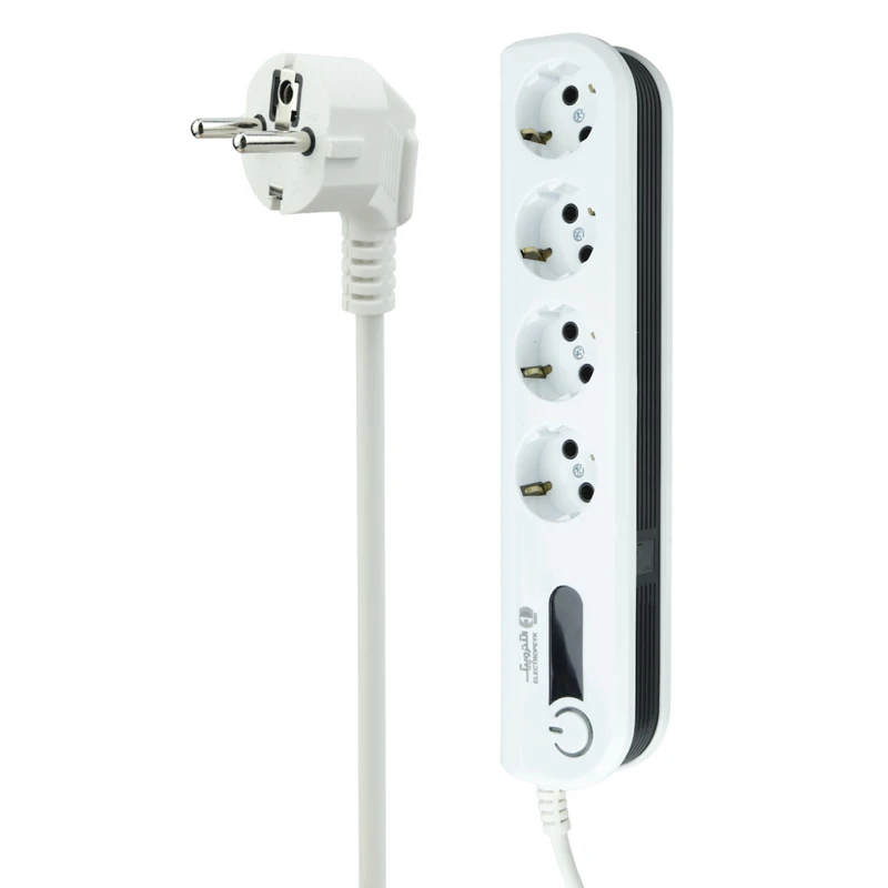 محافظ برق صوتی تصویری 4 خانه ارت دار الکتروپیک با کابل 2 متری Electropeyk PWS-04L2-Soma