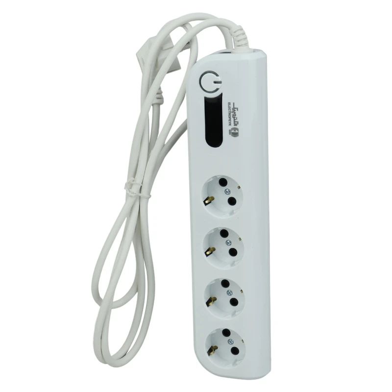 محافظ برق صوتی تصویری 4 خانه ارت دار الکتروپیک با کابل 2 متری Electropeyk PWS-04L2-Soma