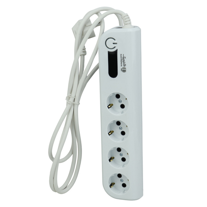 محافظ برق صوتی تصویری 4 خانه ارت دار الکتروپیک با کابل 2 متری Electropeyk PWS-04L2-Soma