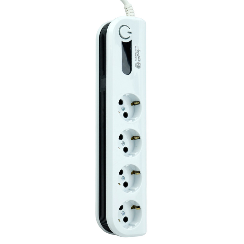 محافظ برق صوتی تصویری 4 خانه ارت دار الکتروپیک با کابل 2 متری Electropeyk PWS-04L2-Soma