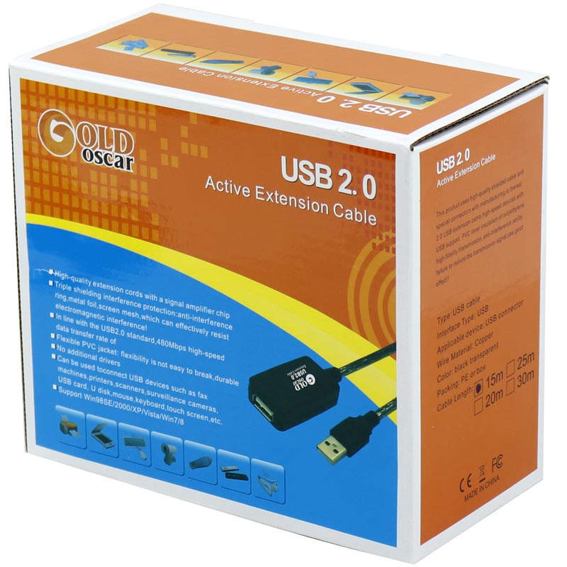 کابل افزایش طول Gold Oscar USB 15m