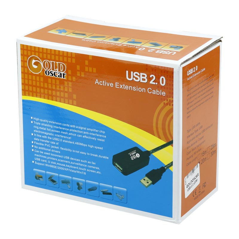کابل افزایش طول Gold Oscar USB 20m