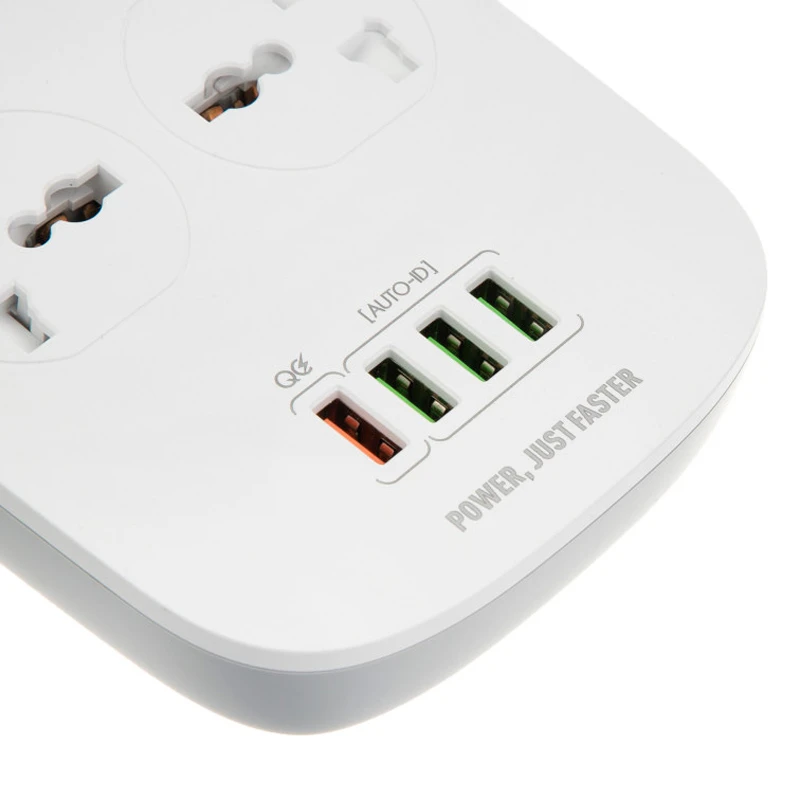 چند راهی 4 خانه ارت دار هیسکا CH5512 با کابل 2 متری + شارژر USB