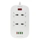 چند راهی 4 خانه ارت دار هیسکا CH5512 با کابل 2 متری + شارژر USB