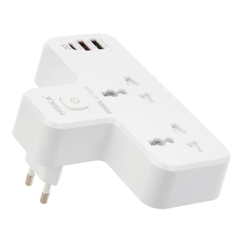 چند راهی 2 خانه هیسکا CH5514 + شارژر USB و Type-C