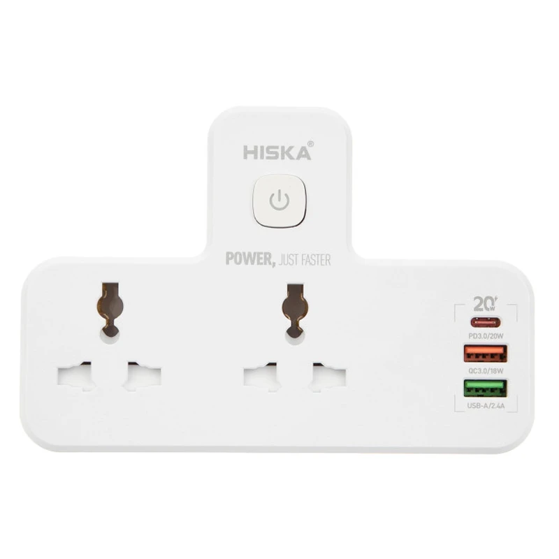 چند راهی 2 خانه هیسکا CH5514 + شارژر USB و Type-C