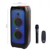 اسپیکر چمدانی بلوتوثی رم و فلش خور Hiska Party Box 1003 + میکروفون و ریموت کنترل
