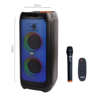 اسپیکر چمدانی بلوتوثی رم و فلش خور Hiska Party Box 1003 + میکروفون و ریموت کنترل
