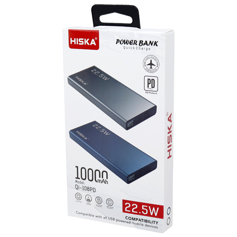 پاور بانک فست شارژ 10000 هیسکا Hiska QI-108PD PD 22.5W