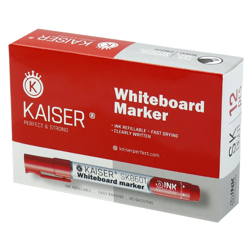 ماژیک وایت برد کایزر نوک تخت رنگی Kaiser SK860 بسته 12 عددی