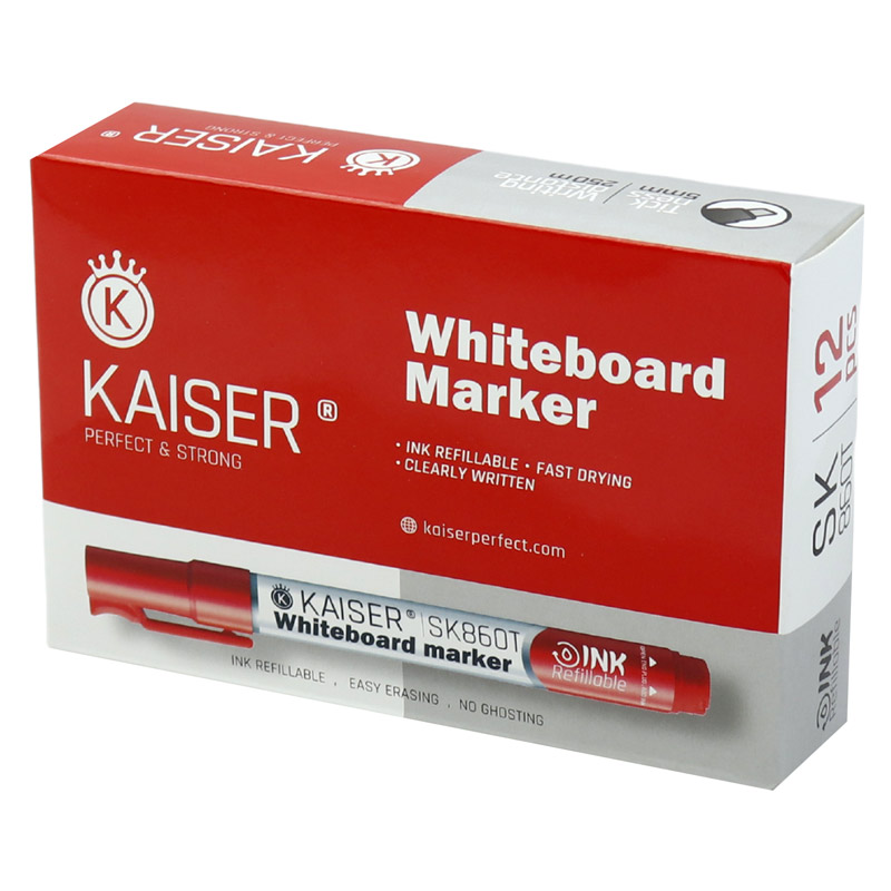 ماژیک وایت برد کایزر نوک تخت رنگی Kaiser SK860 بسته 12 عددی