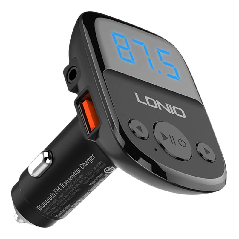 شارژر فندکی + FM Player بلوتوثی Ldnio C706Q QC3.0 25W + کابل آیفونی