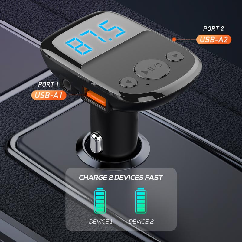 شارژر فندکی + FM Player بلوتوثی Ldnio C706Q QC3.0 25W + کابل آیفونی