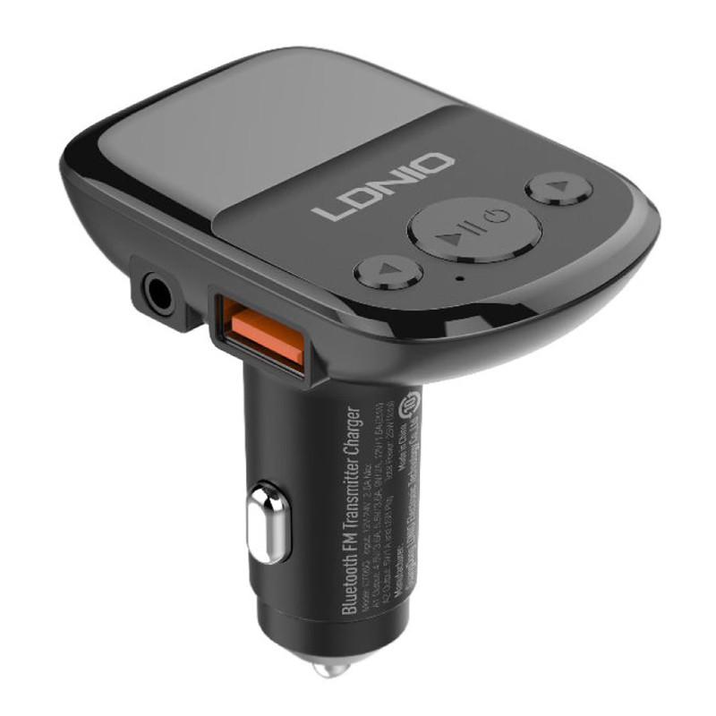 شارژر فندکی + FM Player بلوتوثی Ldnio C706Q QC3.0 25W + کابل آیفونی