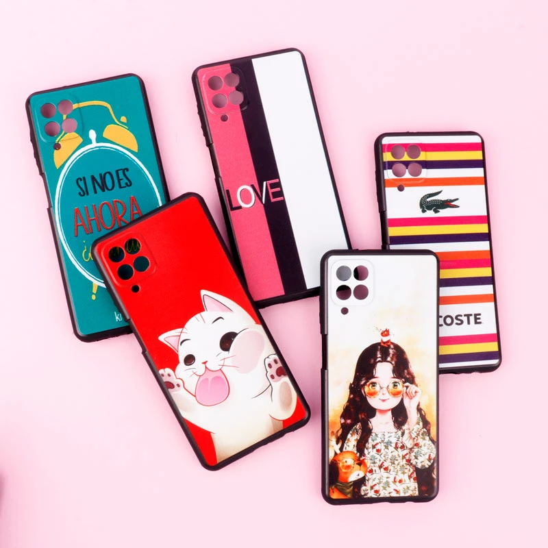 قاب سامسونگ Galaxy A12 دور ژله ای طرح دار دخترانه محافظ لنزدار ایرانی