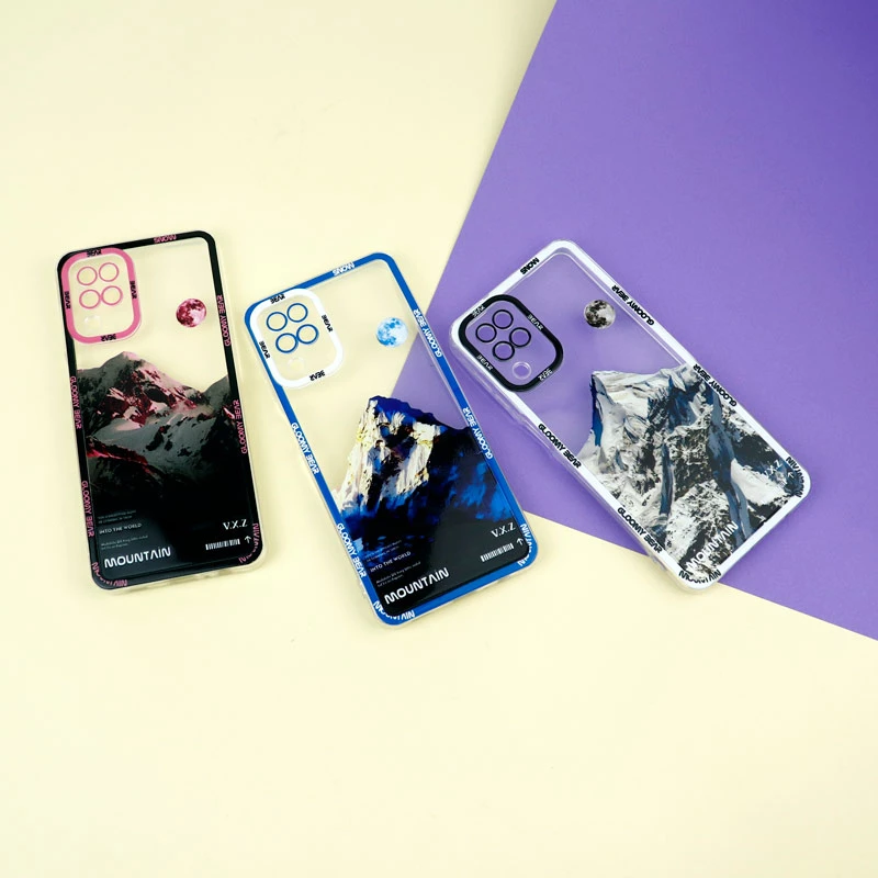 قاب ژله ای شفاف طرح کوهستان محافظ لنزدار Samsung Galaxy A12