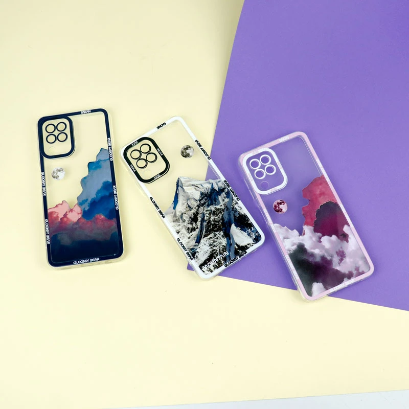 قاب ژله ای شفاف طرح کوهستان محافظ لنزدار Samsung Galaxy A22 4G
