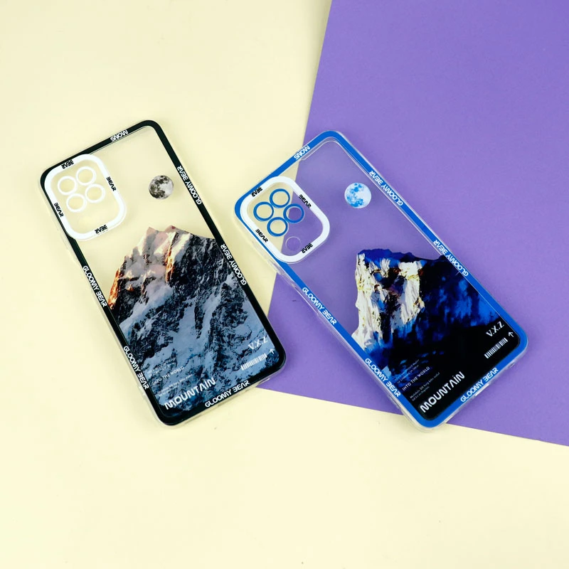 قاب ژله ای شفاف طرح کوهستان محافظ لنزدار Samsung Galaxy A22 4G