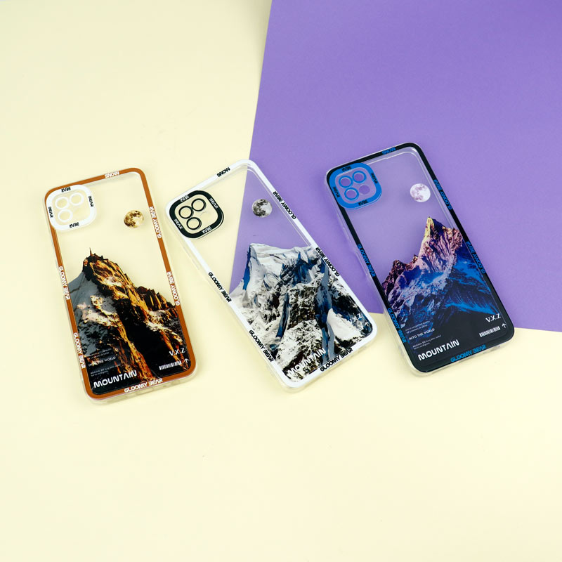 قاب ژله ای شفاف طرح کوهستان محافظ لنزدار Samsung Galaxy A22 5G