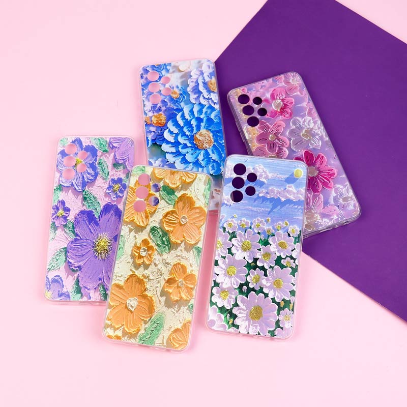قاب ژله ای طرحدار گل برجسته محافظ لنزدار Samsung Galaxy A32 4G