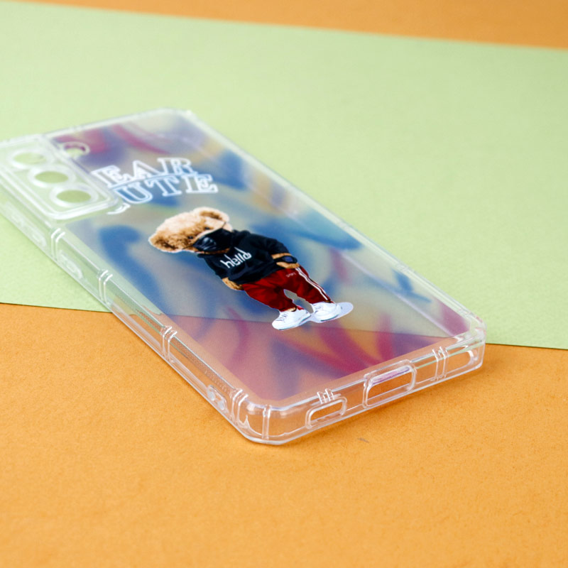 قاب ژله ای شفاف طرح خرس محافظ لنزدار Samsung Galaxy S21 FE 5G