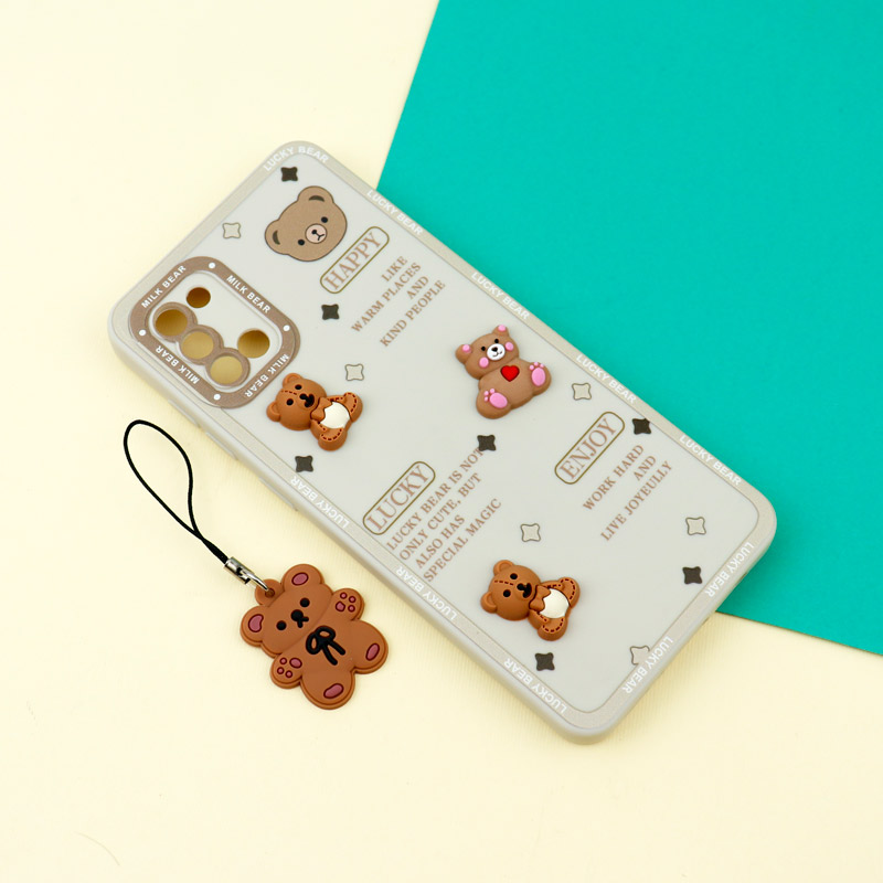 قاب عروسکی خرس برجسته محافظ لنزدار + آویز خرسی Samsung Galaxy A31