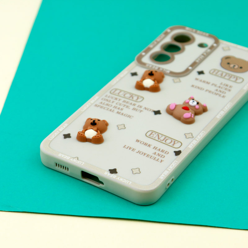 قاب عروسکی خرس برجسته محافظ لنزدار + آویز خرسی Samsung Galaxy S21 FE 5G