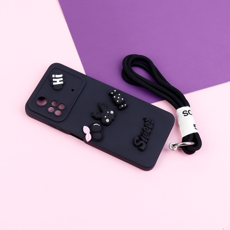 قاب عروسکی برجسته محافظ لنزدار + بند آویز Xiaomi Poco M4 Pro