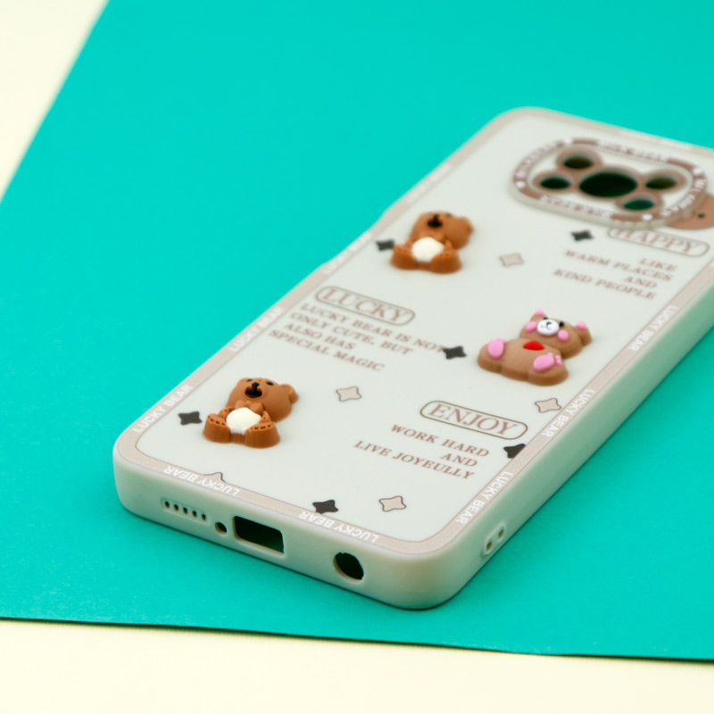 قاب عروسکی خرس برجسته محافظ لنزدار + آویز خرسی Xiaomi Poco X3