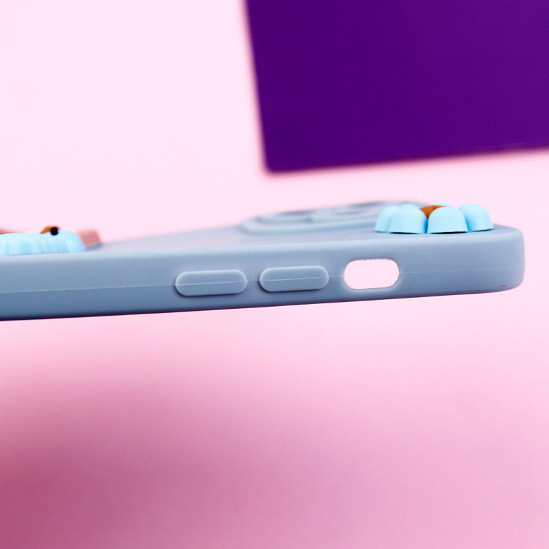 قاب عروسکی برجسته محافظ لنزدار + بند آویز iPhone 11 Pro Max آبی